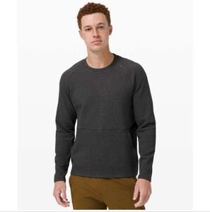 Lululemon Mens At Ease Crew Sweatshirt Textured LM3COXS Heathered Charcoal XXL